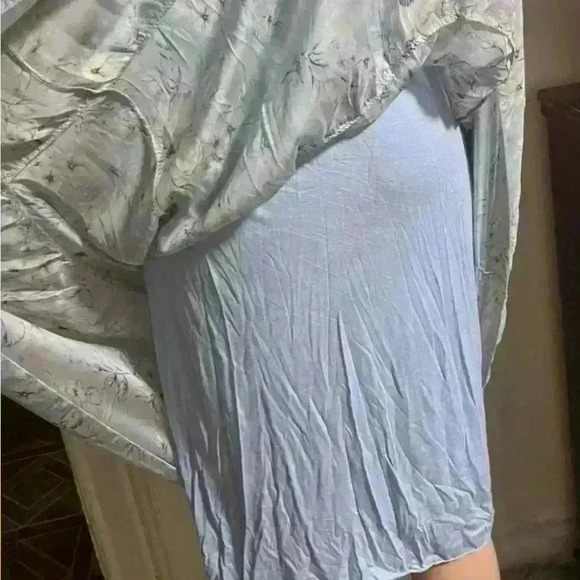 NWT ELENA BALDi Blue Silk Blend Floral Tiered Dress Size L - Picture 6 of 9